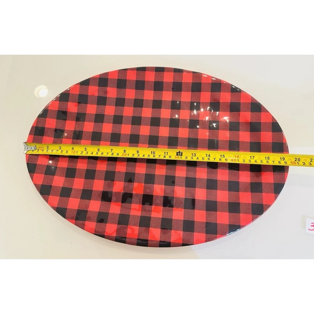 2 ROBERT STANLEY Melamine Red Black Buffalo Servingware & Accessories 19.8x13.5